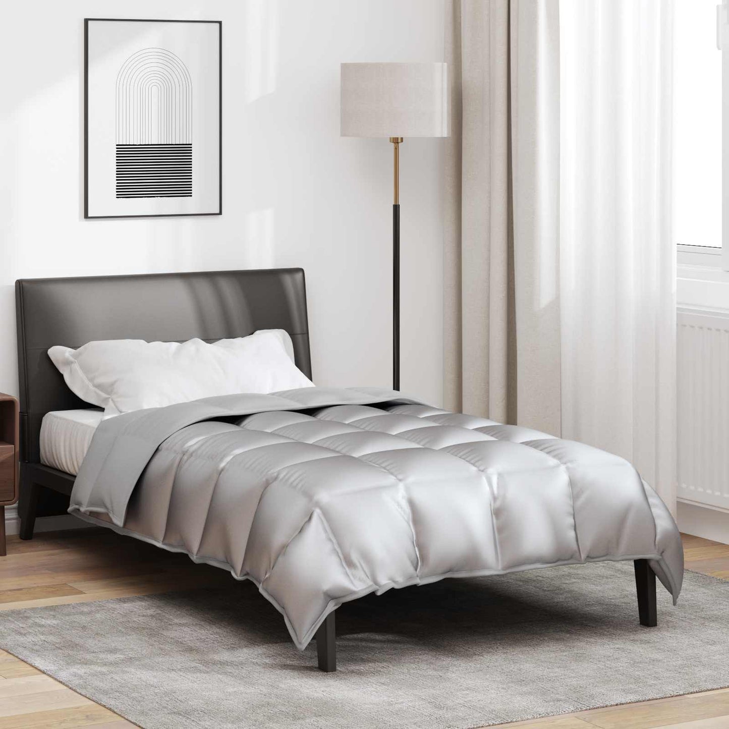 Winter Duvet Silver 140 x 220 cm Satin and Microfiber