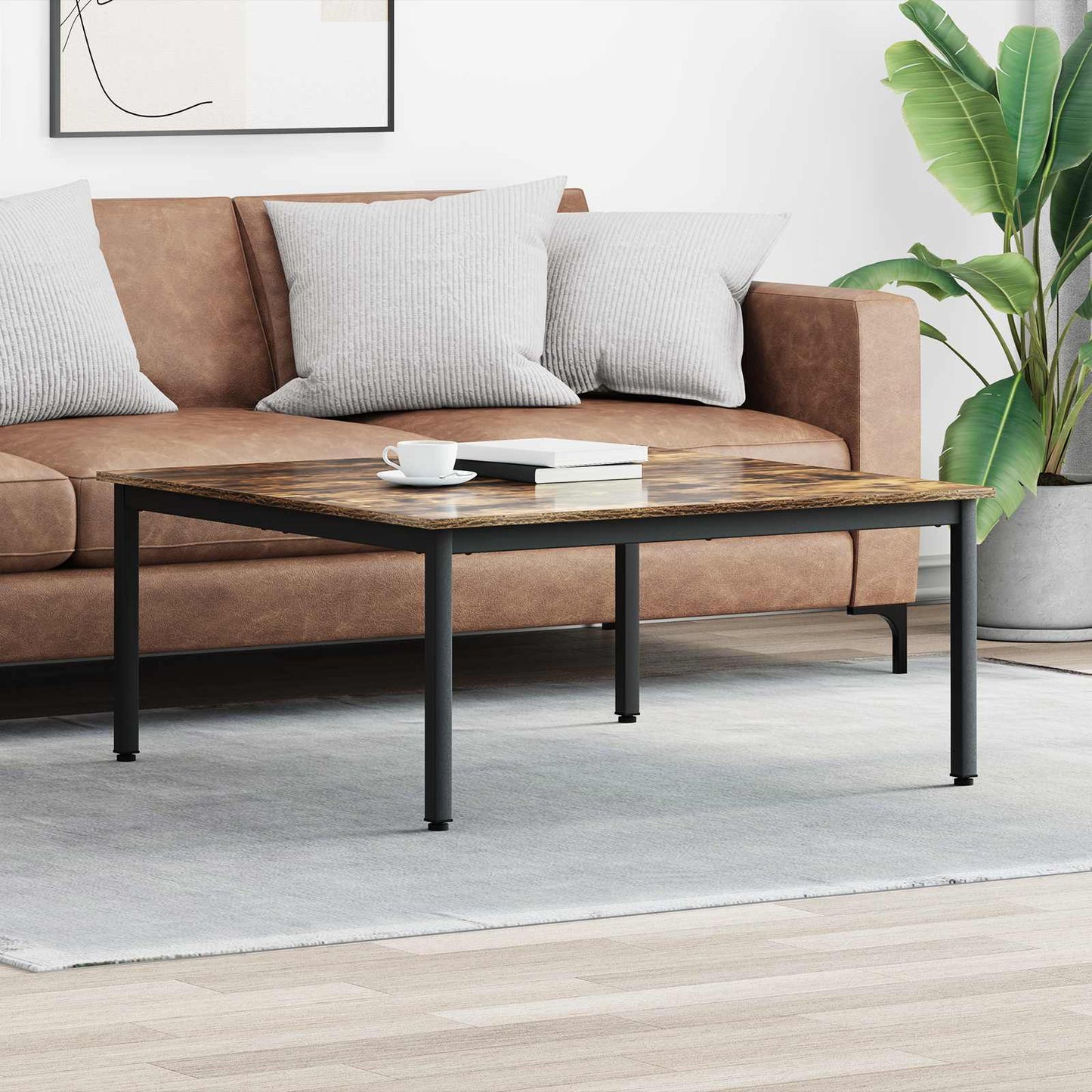 Coffee Table Smoke Oak 100 x 100 x 45 cm Engineered Wood