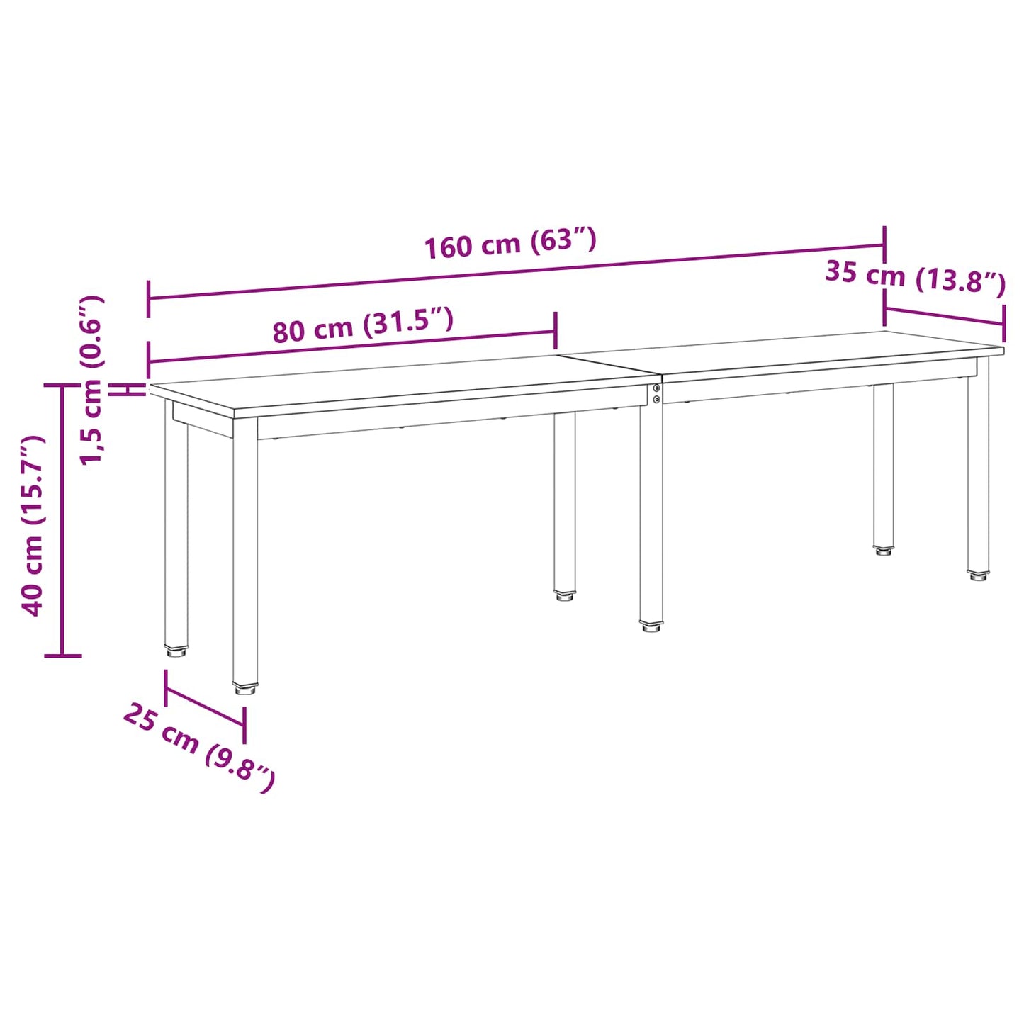 Bench Grey Sonoma 160 x 35 x 45 cm Engineered Wood