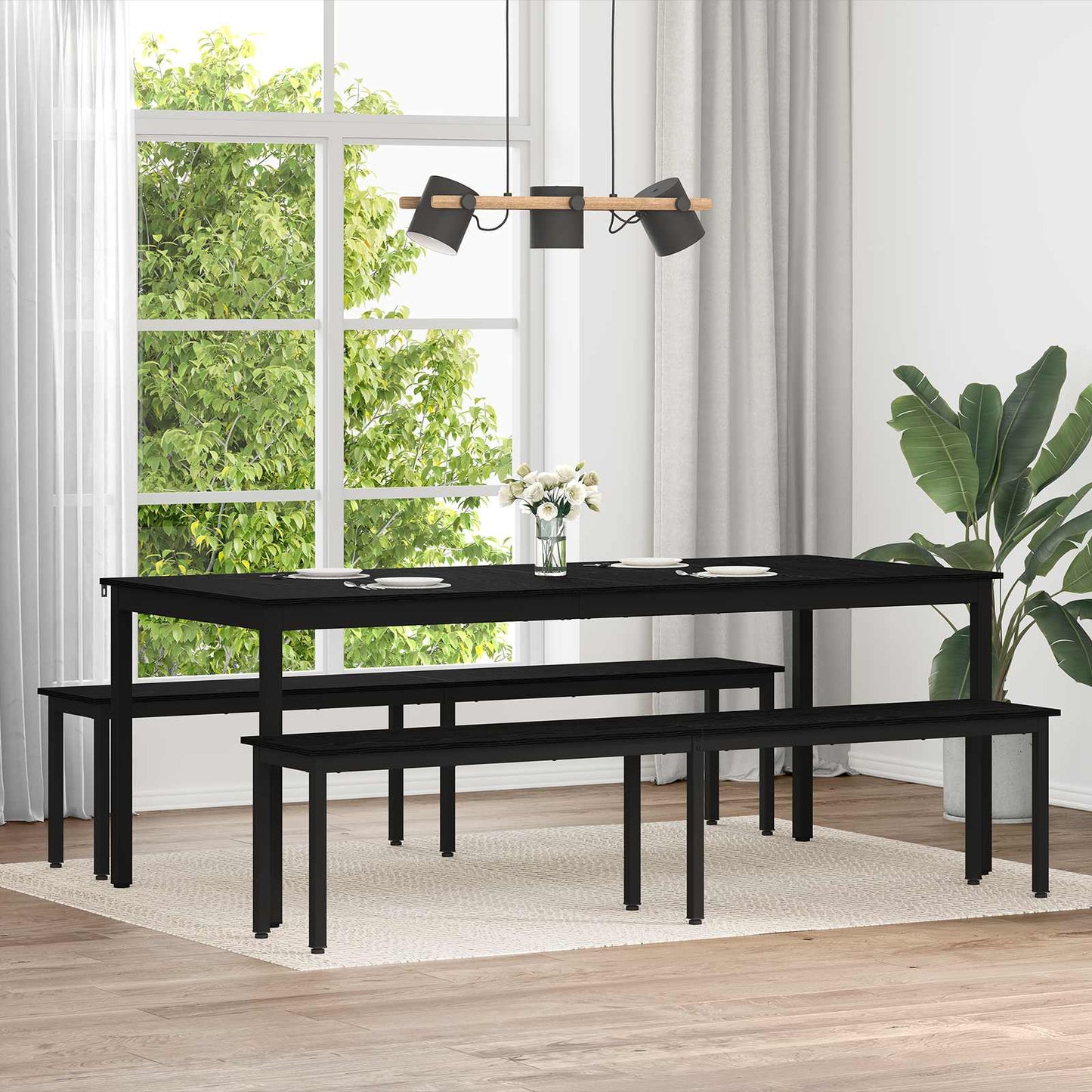 Bench Black Oak 200 x 35 x 45 cm Engineered Wood