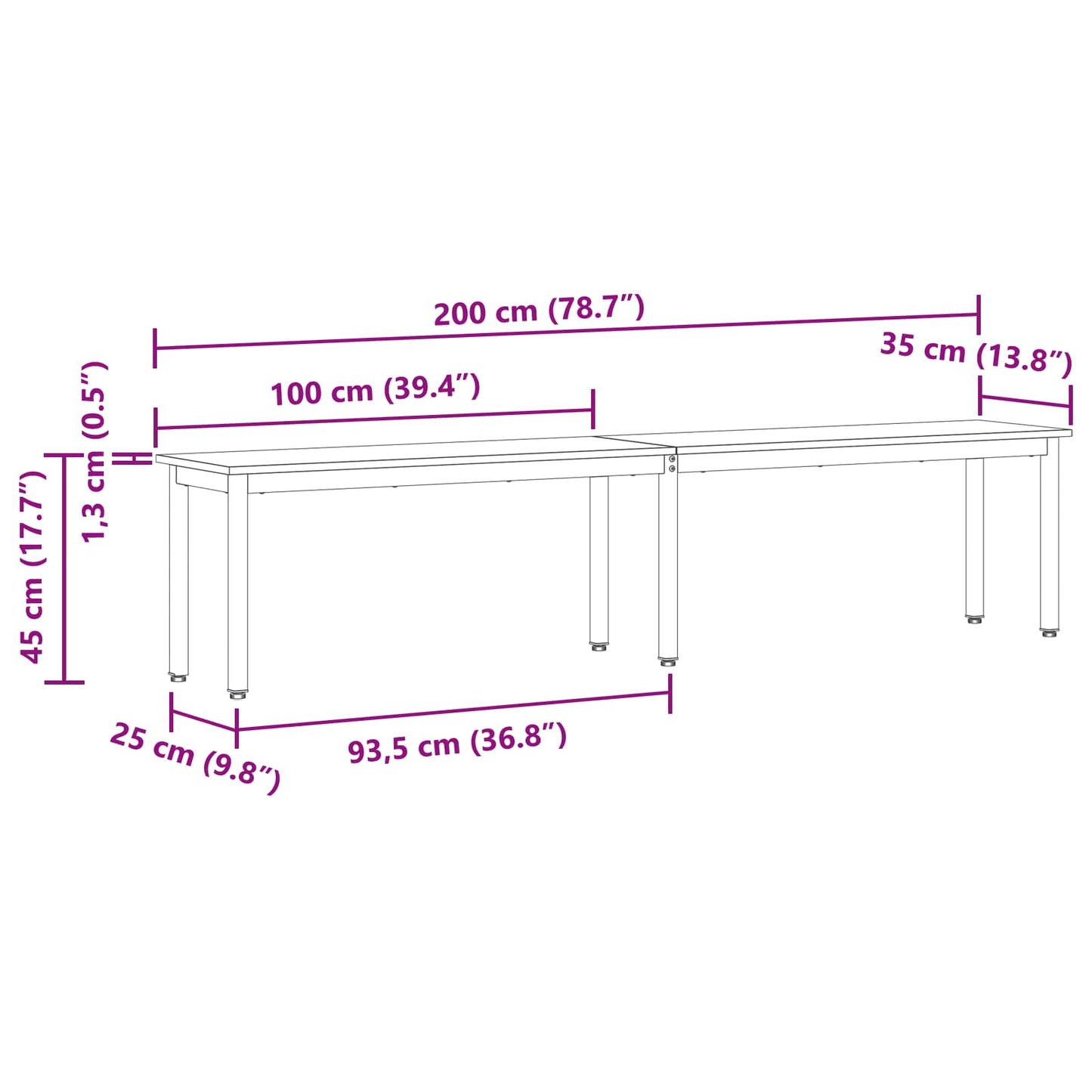 Bench Sonoma 200 x 35 x 45 cm Engineered Wood