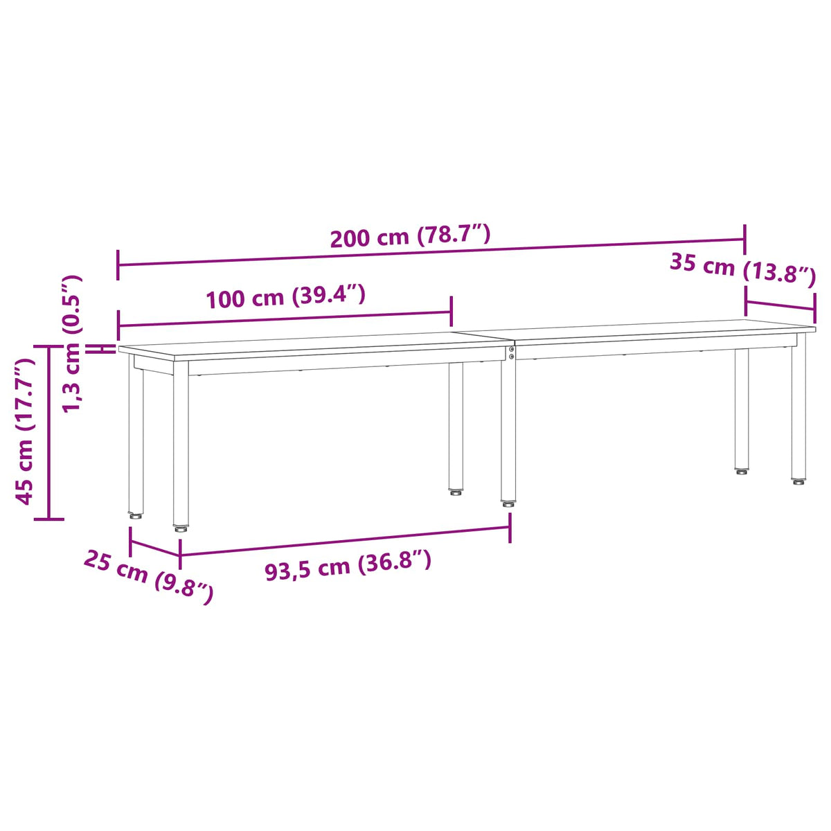 Bench Artisan Oak 200 x 35 x 45 cm Engineered Wood