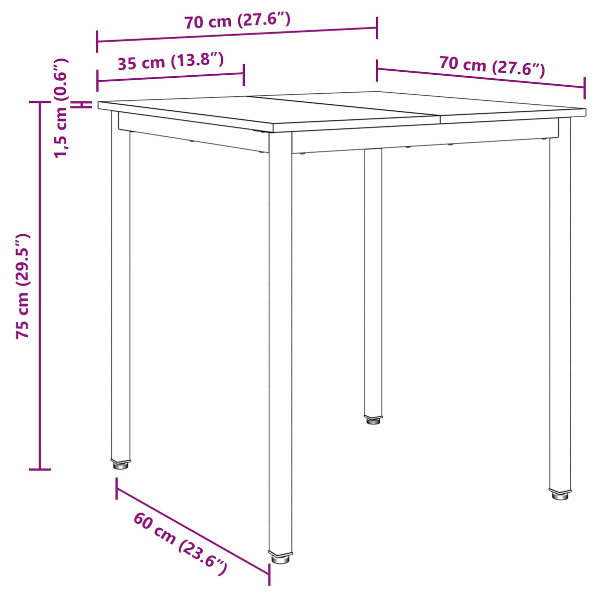 Dining Tables 70 x 70 x 75 cm Engineered Wood Smoked Oak Square