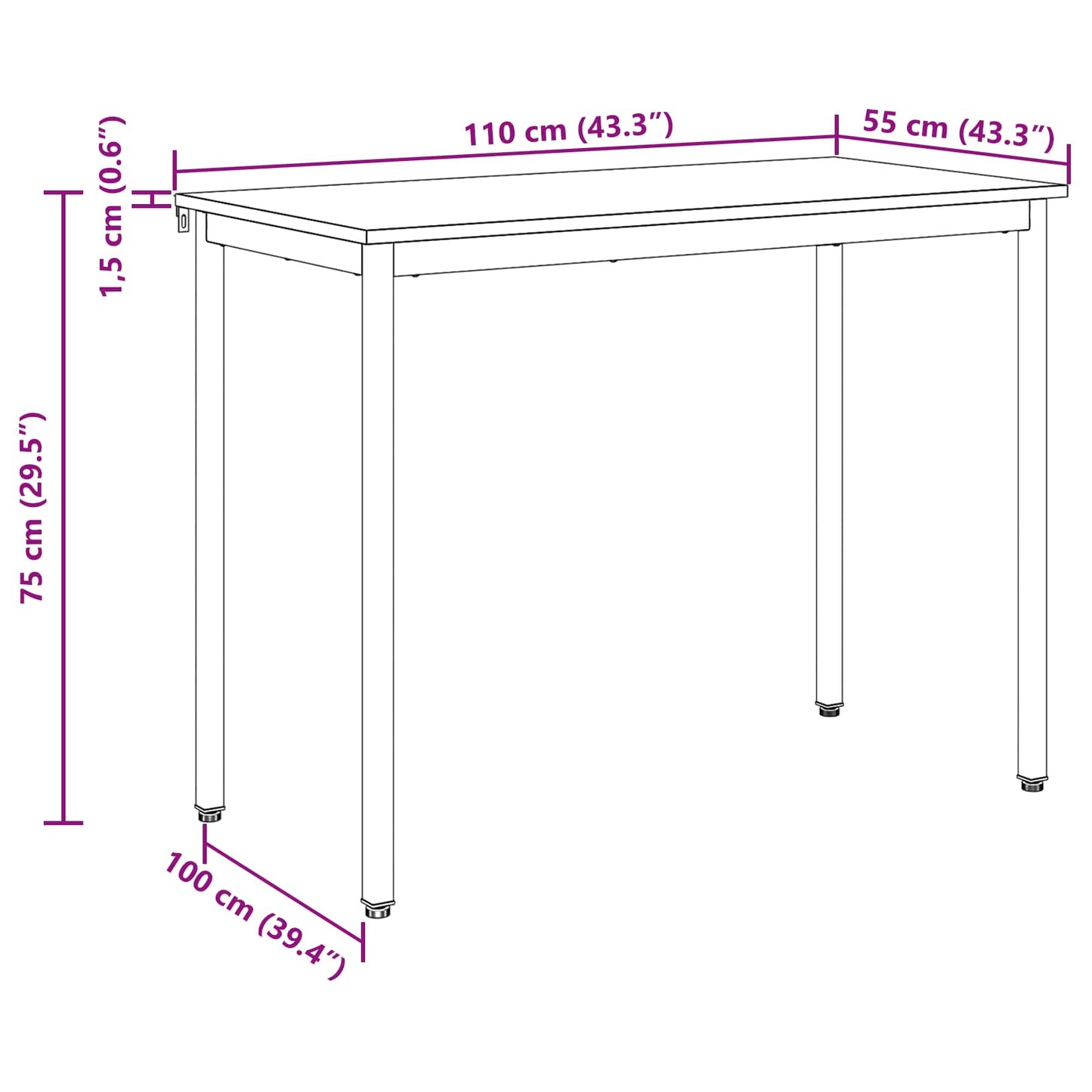 Dining Tables 110 x 100 x 75 cm METAL