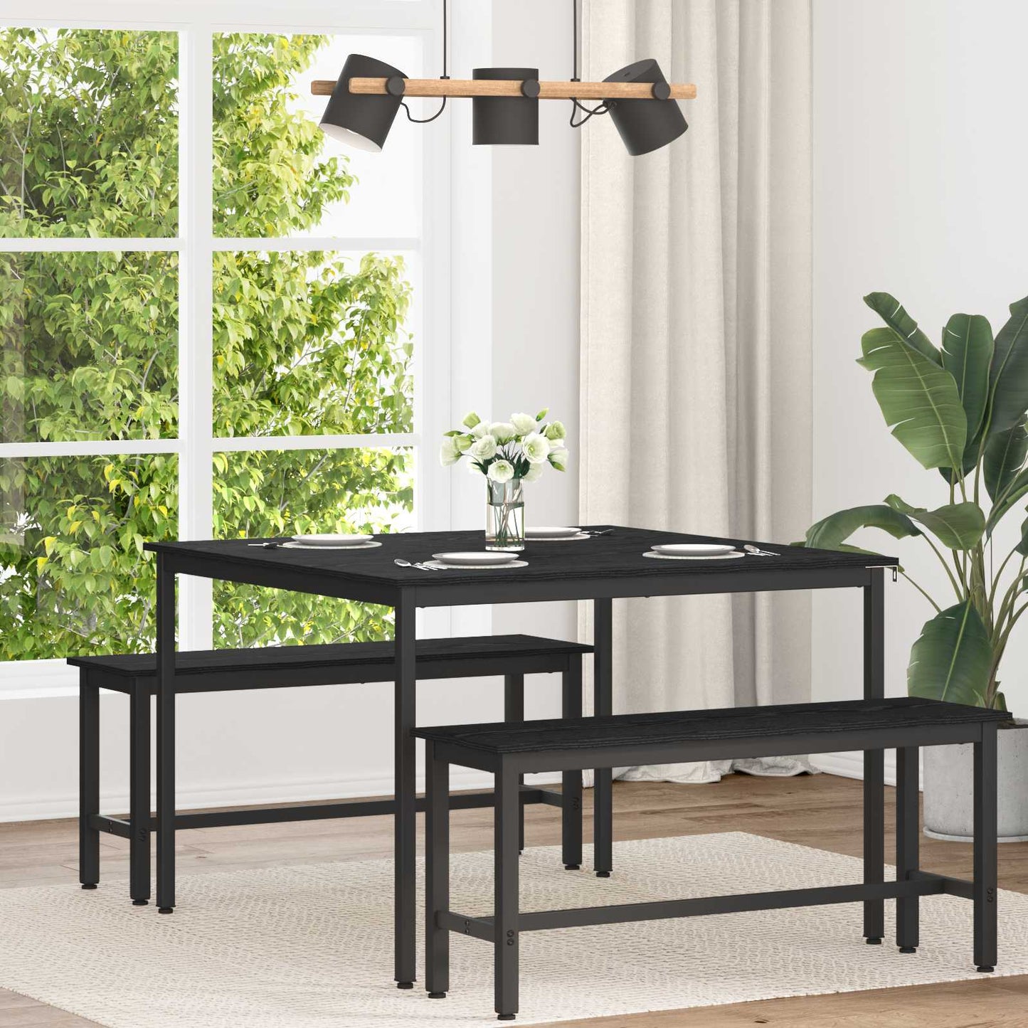 Dining Tables 110 x 110 x 75 cm Engineered Wood Black Oak