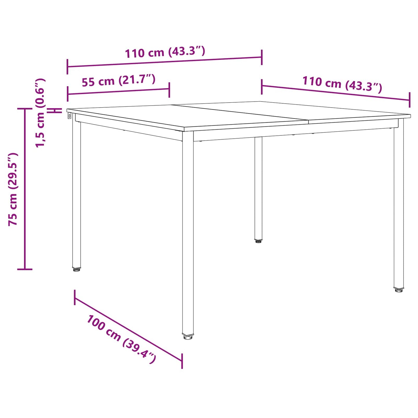 Dining Tables 110 x 110 x 75 cm Engineered Wood Oak Wood