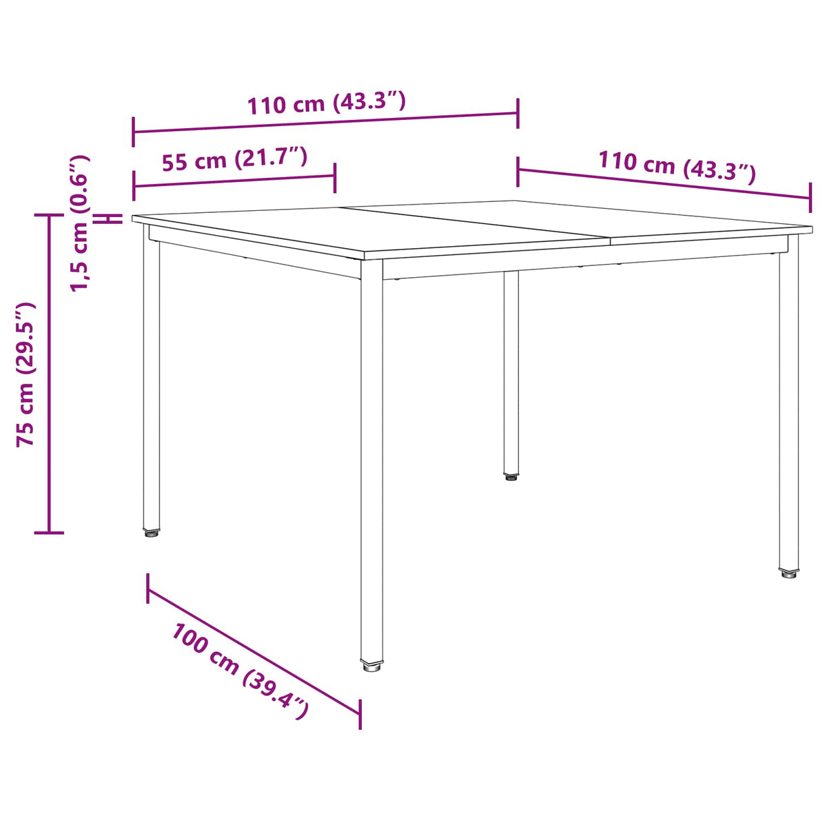 Dining Tables 110 x 110 x 75 cm Engineered Wood Old Wood