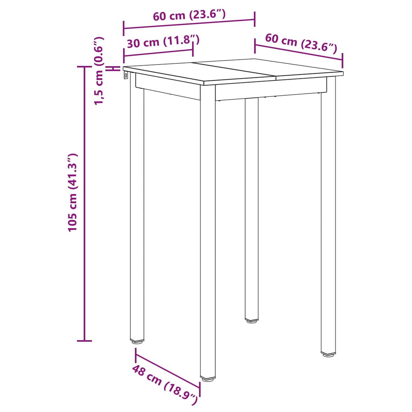 Standing Bar Table Engineered Wood