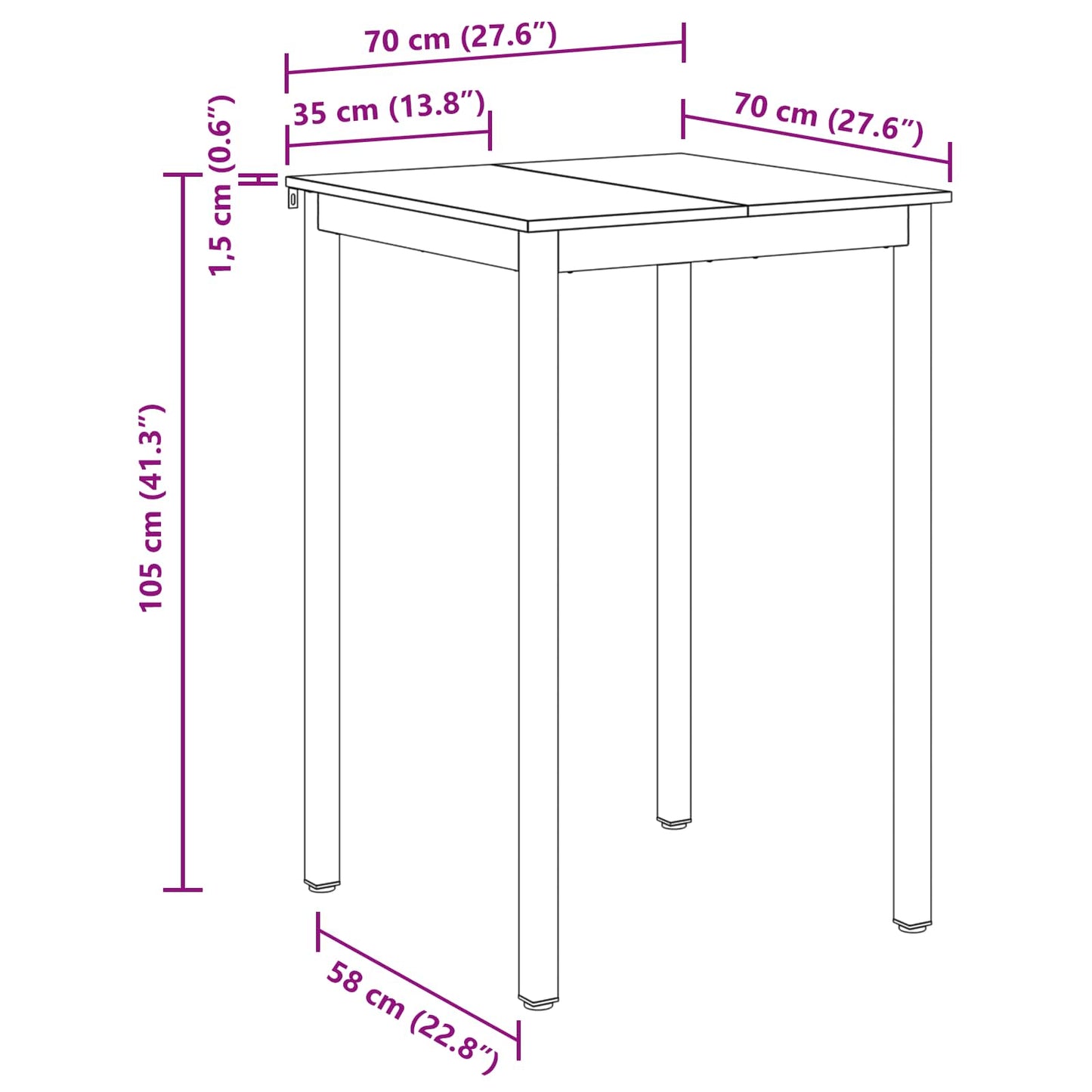 Standing Bar Table Engineered Wood