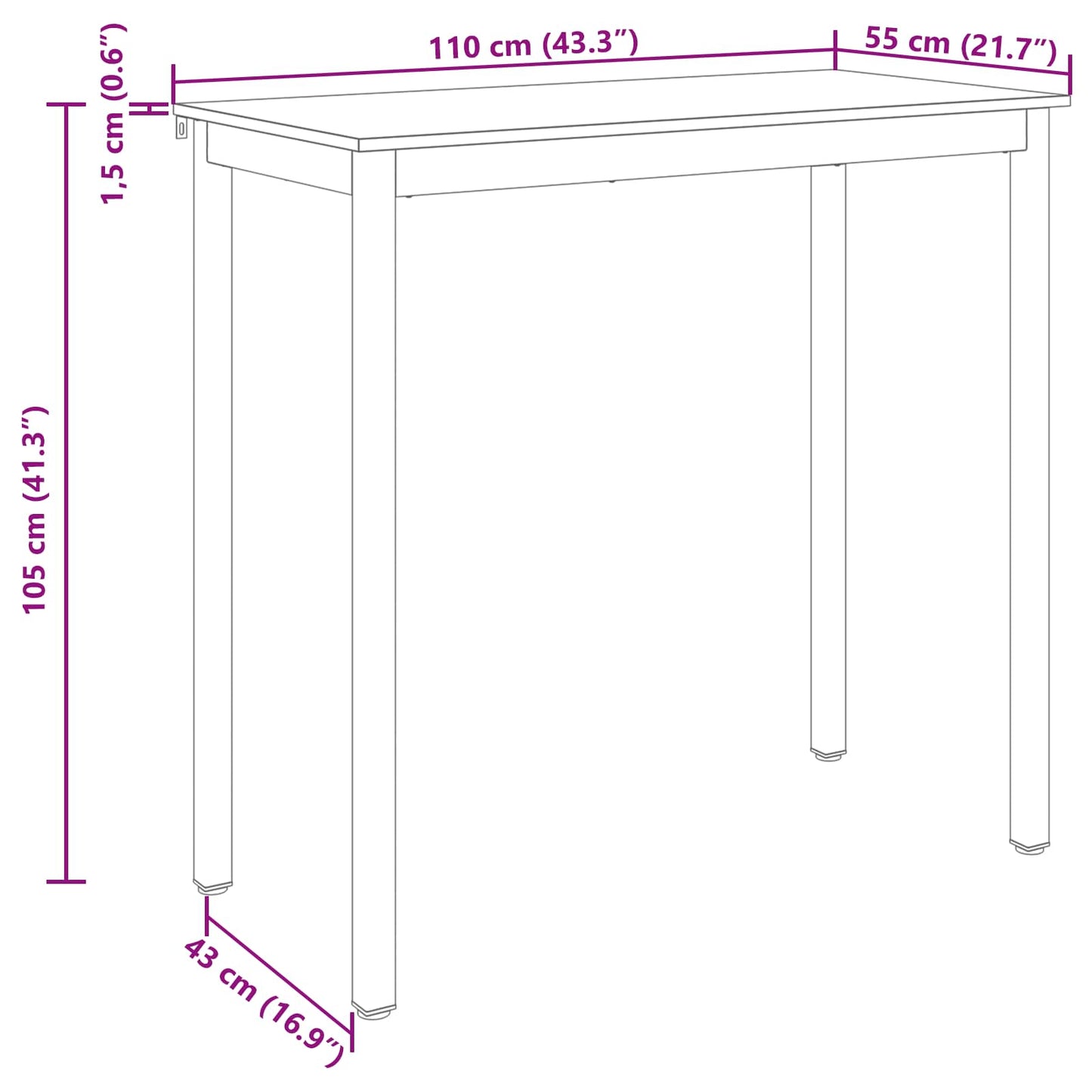 Standing Bar Table Engineered Wood