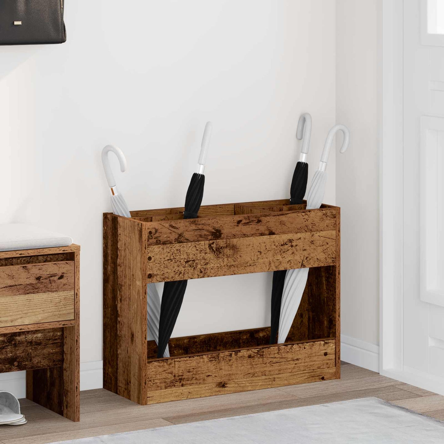 Umbrella Stand Old Wood 65 x 24 x 50 cm Engineered Wood