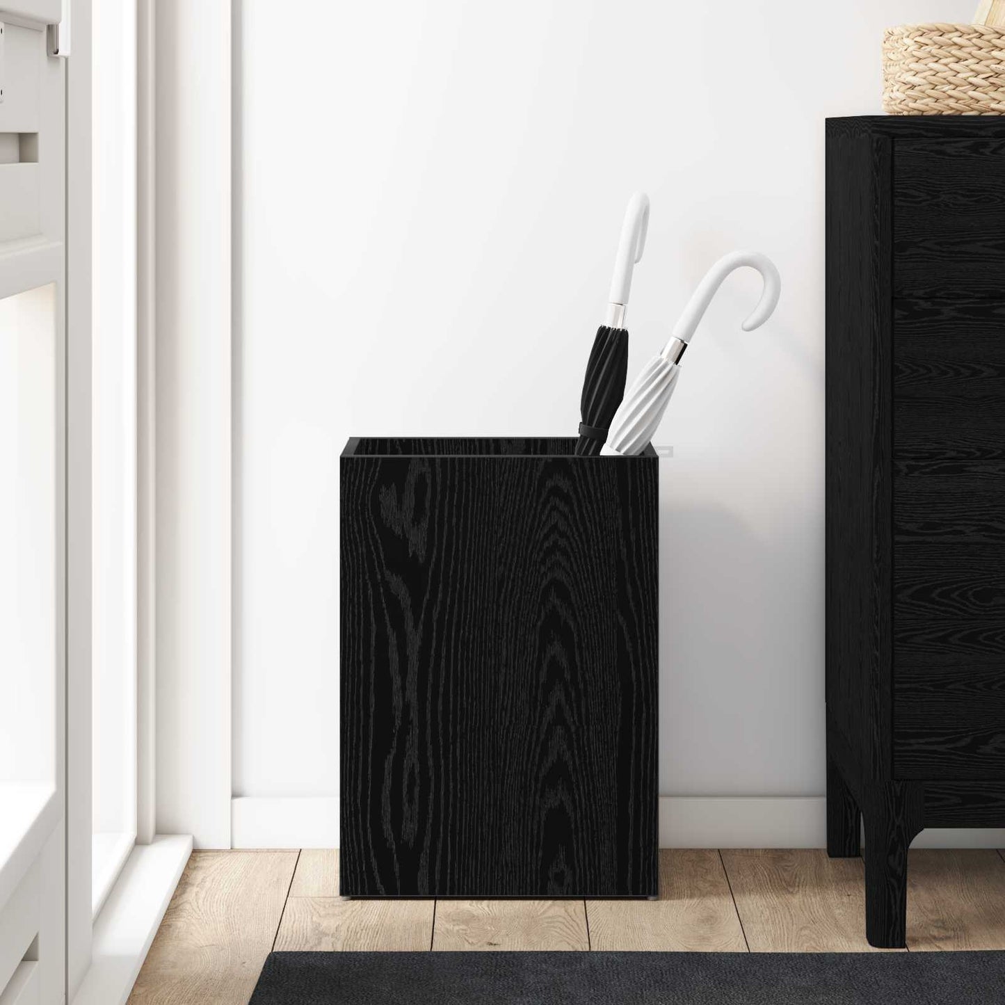 Umbrella Stand Black Oak 40 x 20 x 55.5 cm Engineered Wood