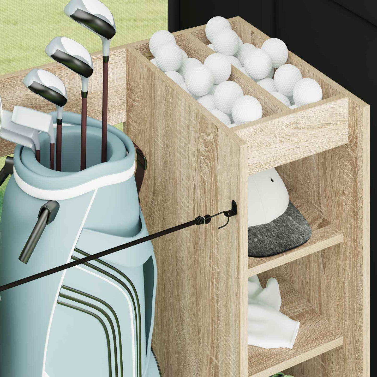 Golf Cabinet with Wheel Plain Sonoma Oak 90 x 45 x 98 cm