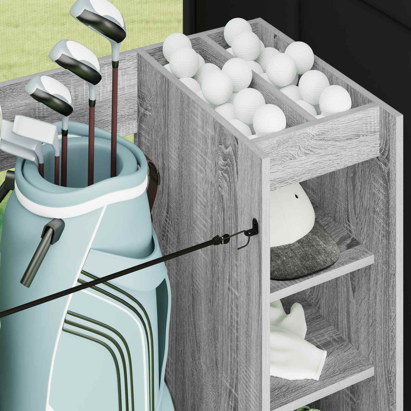 Golf Cabinet with Wheel Plain Grey Sonoma 90 x 45 x 98 cm
