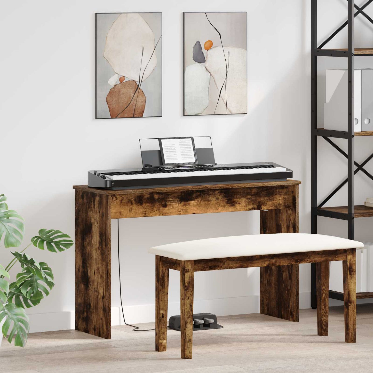 Keyboard Stand Smoked Oak 100 x 32 x 64 cm Engineered Wood