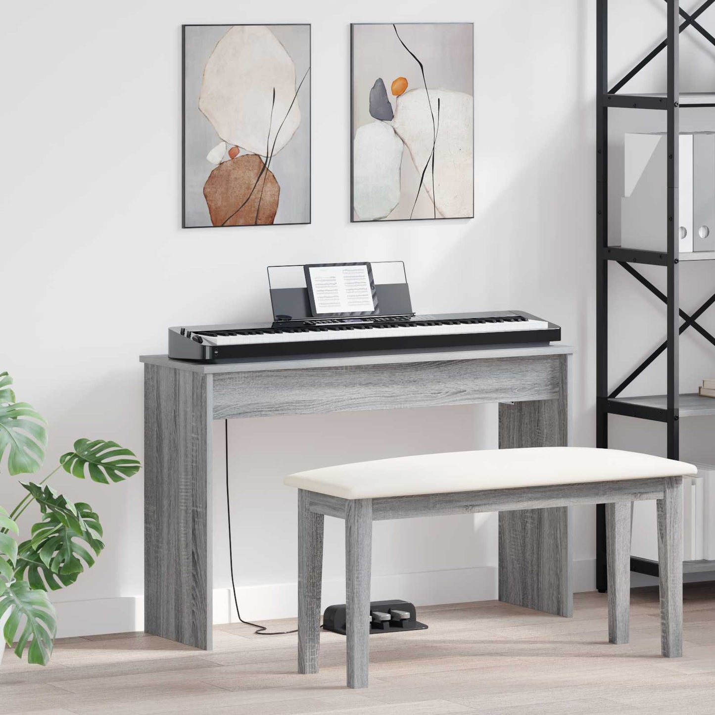 Keyboard Stand Grey Sonoma 100 x 32 x 64 cm Engineered Wood