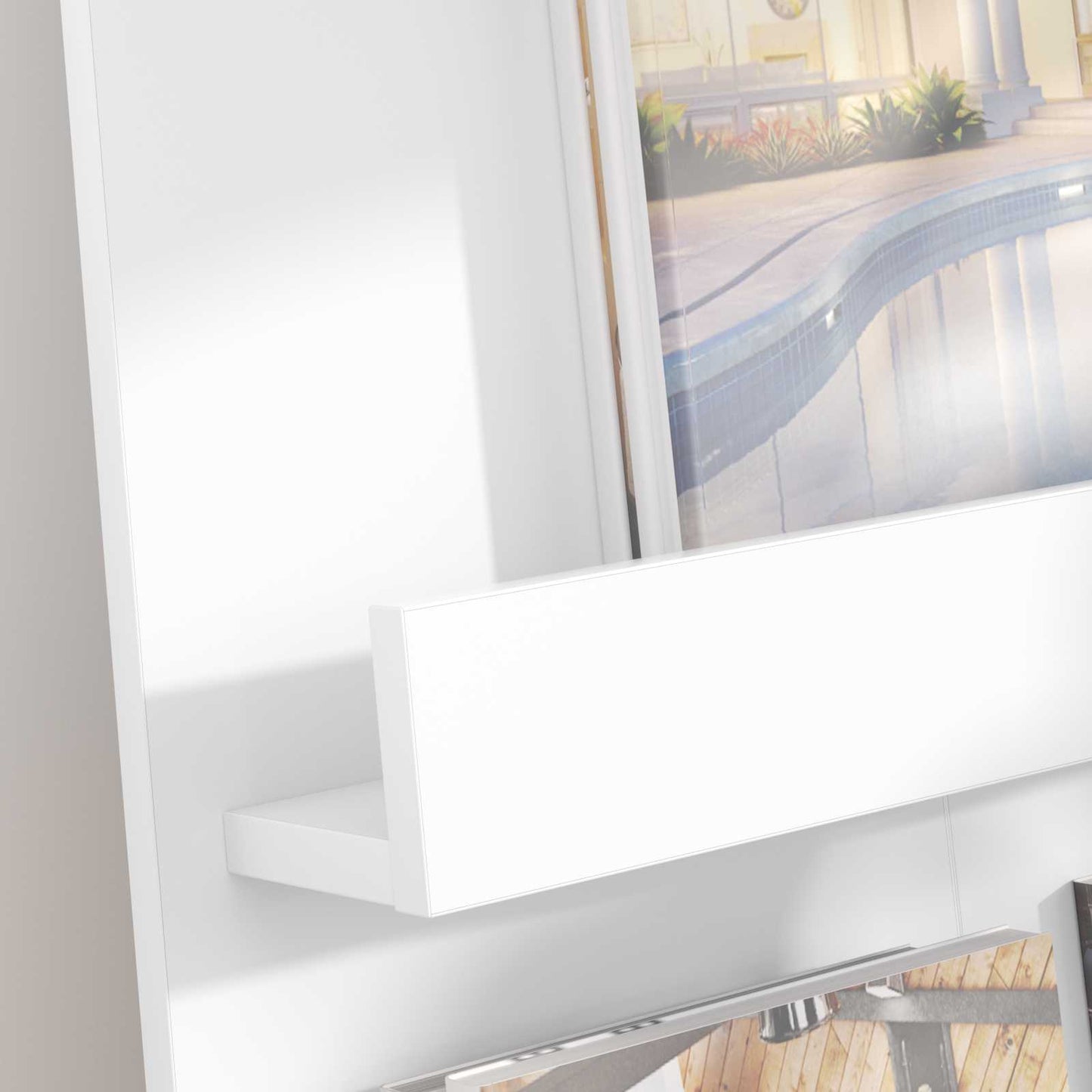 Magazine Rack with Shelf White 51 x 11 x 102 cm Engineered Wood