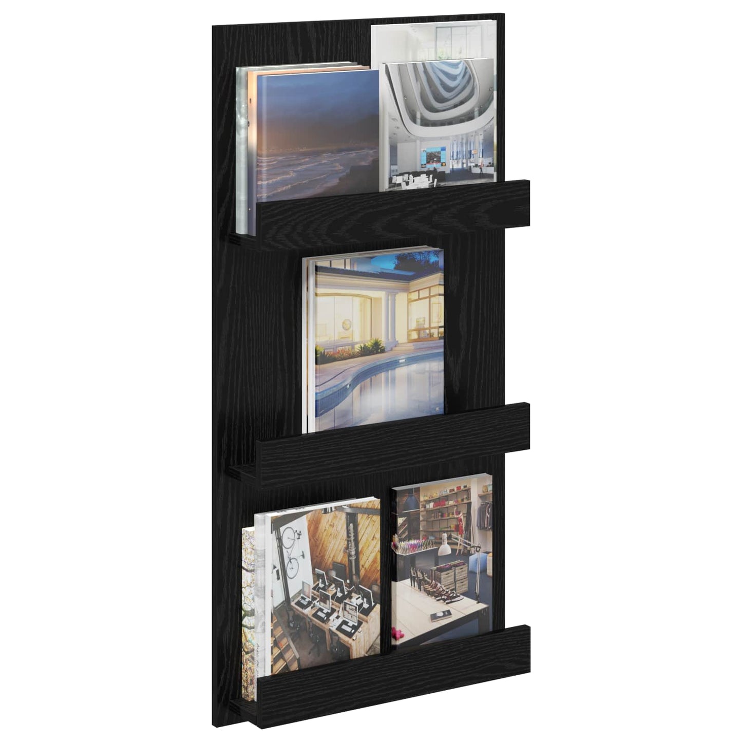 Magazine Rack Black Oak 51 x 11 x 102 cm Engineered Wood