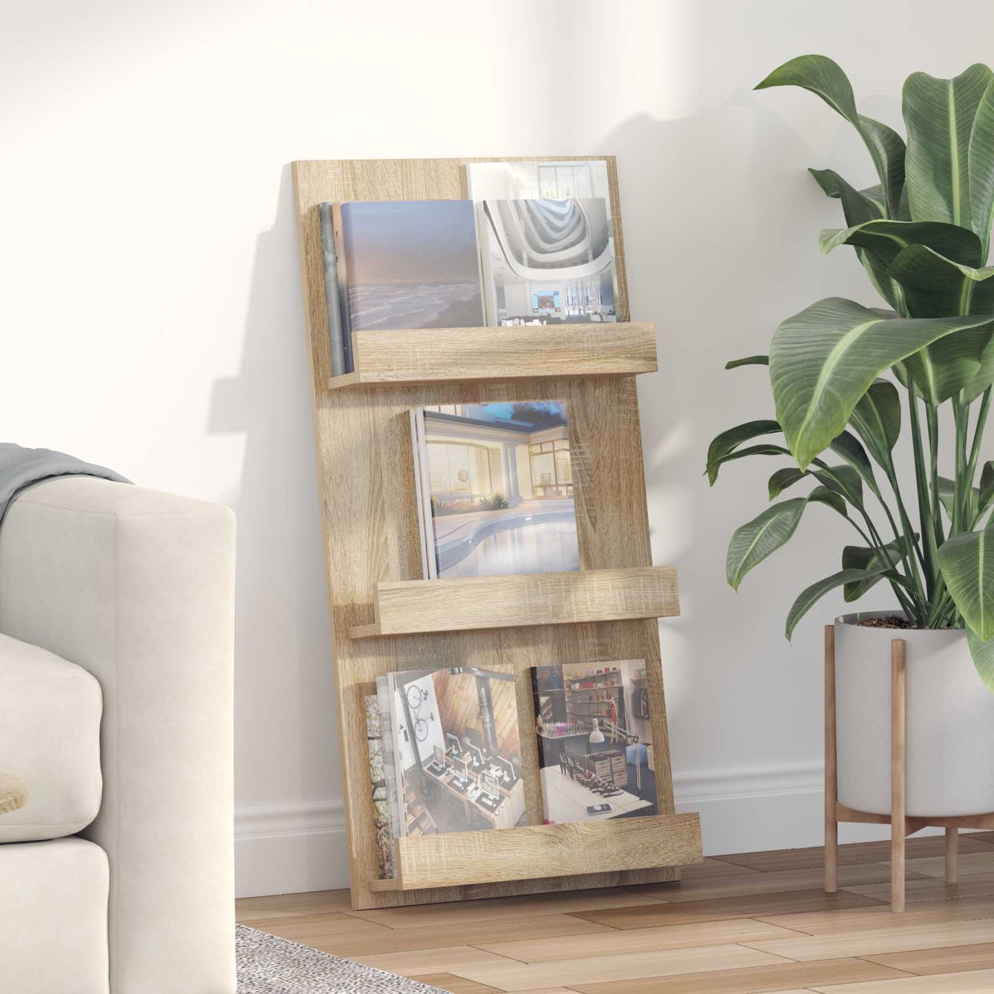 Magazine Rack Sonoma Oak 51 x 11 x 102 cm Engineered Wood