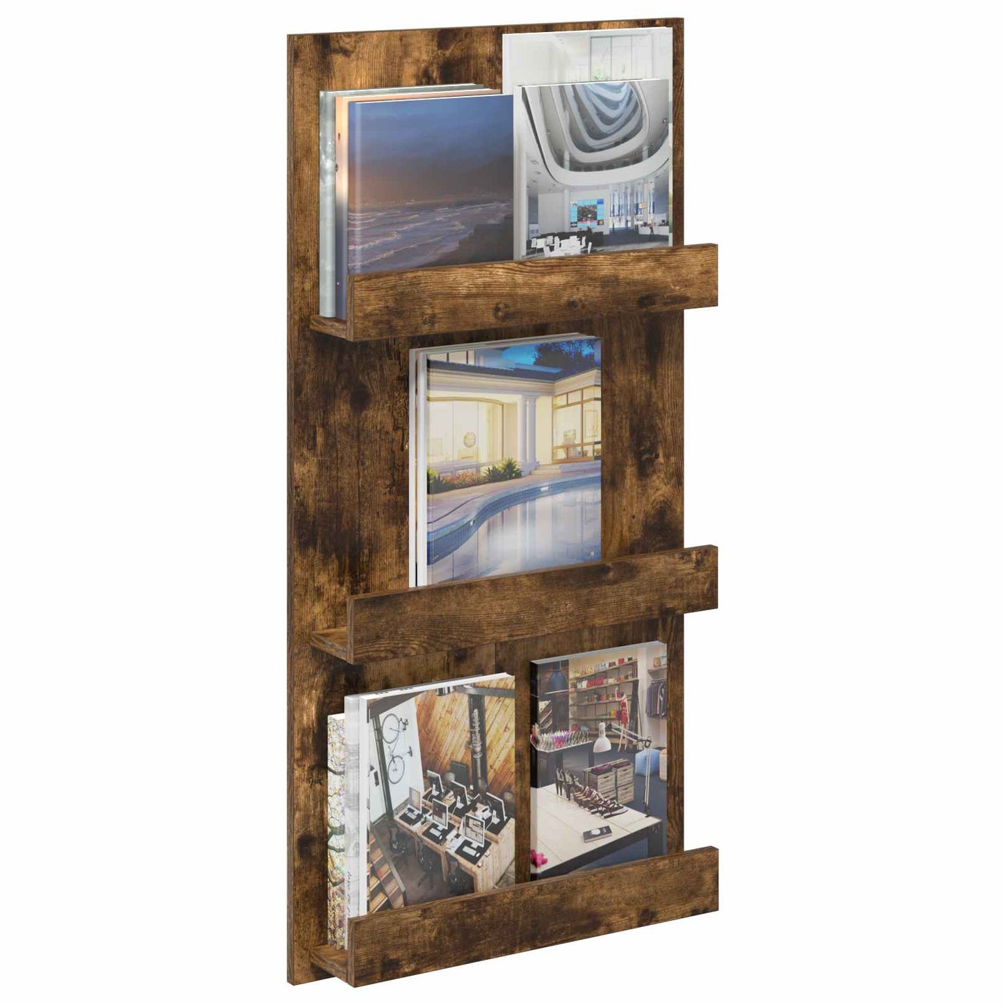Magazine Rack Smoked Oak 51 x 11 x 102 cm Engineered Wood