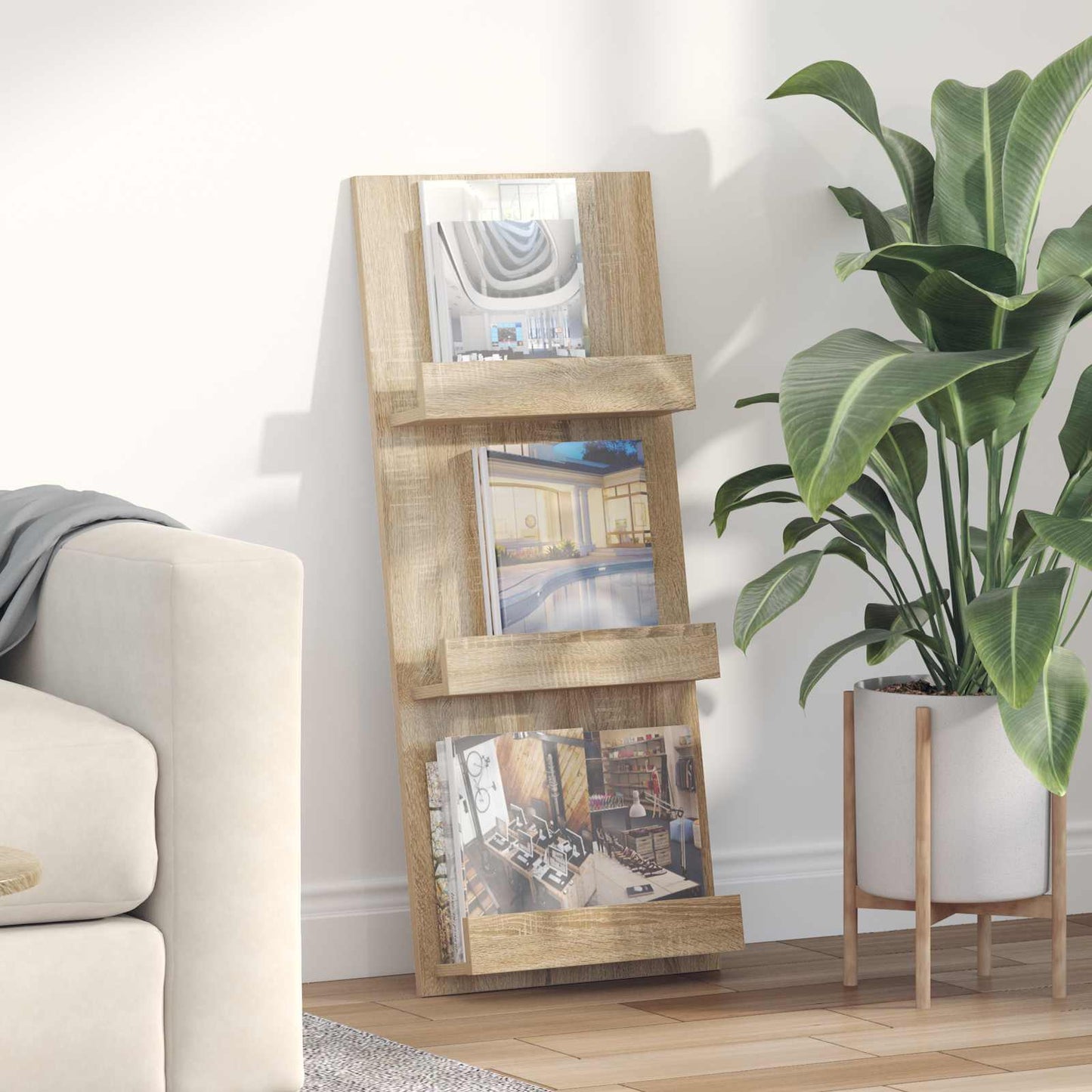 Magazine Rack Sonoma Oak 43 x 11 x 102 cm Engineered Wood