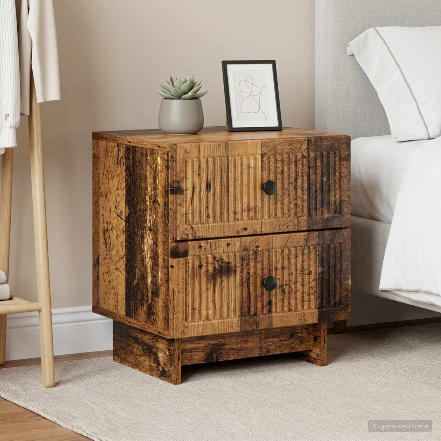 Bedside Cabinet with Drawer 2 pcs Old Wood 43 x 34.5 x 47.5 cm