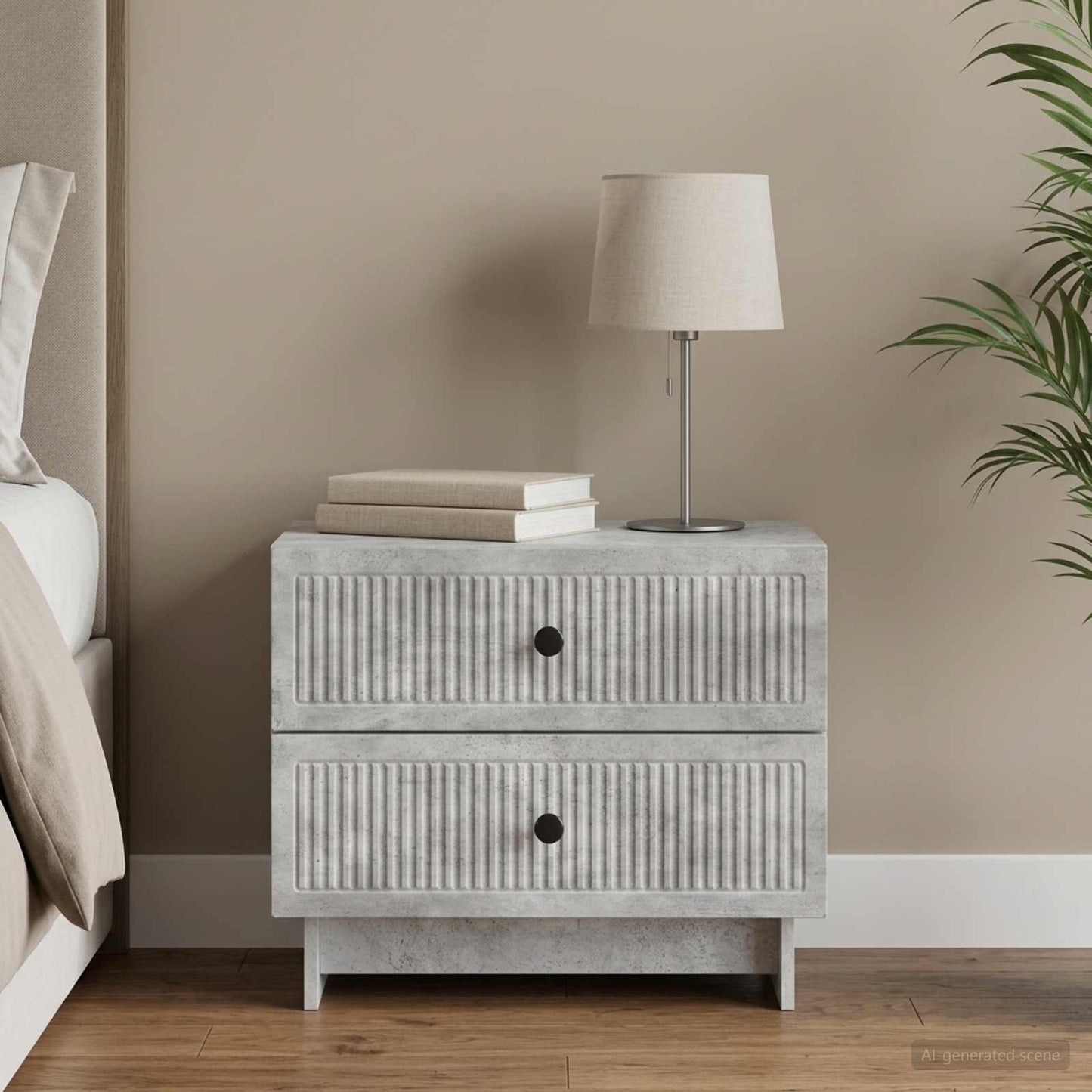 Bedside Cabinet with Drawer Concrete Grey 62 x 34.5 x 47.5 cm