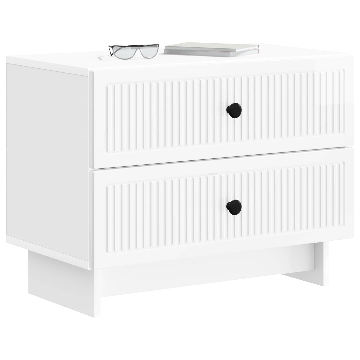 Bedside Cabinet High Gloss White 62 x 34.5 x 47.5 cm