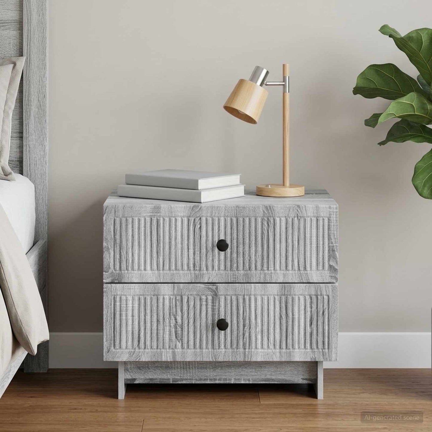 Bedside Cabinet Grey Sonoma 62 x 34.5 x 47.5 cm Engineered Wood