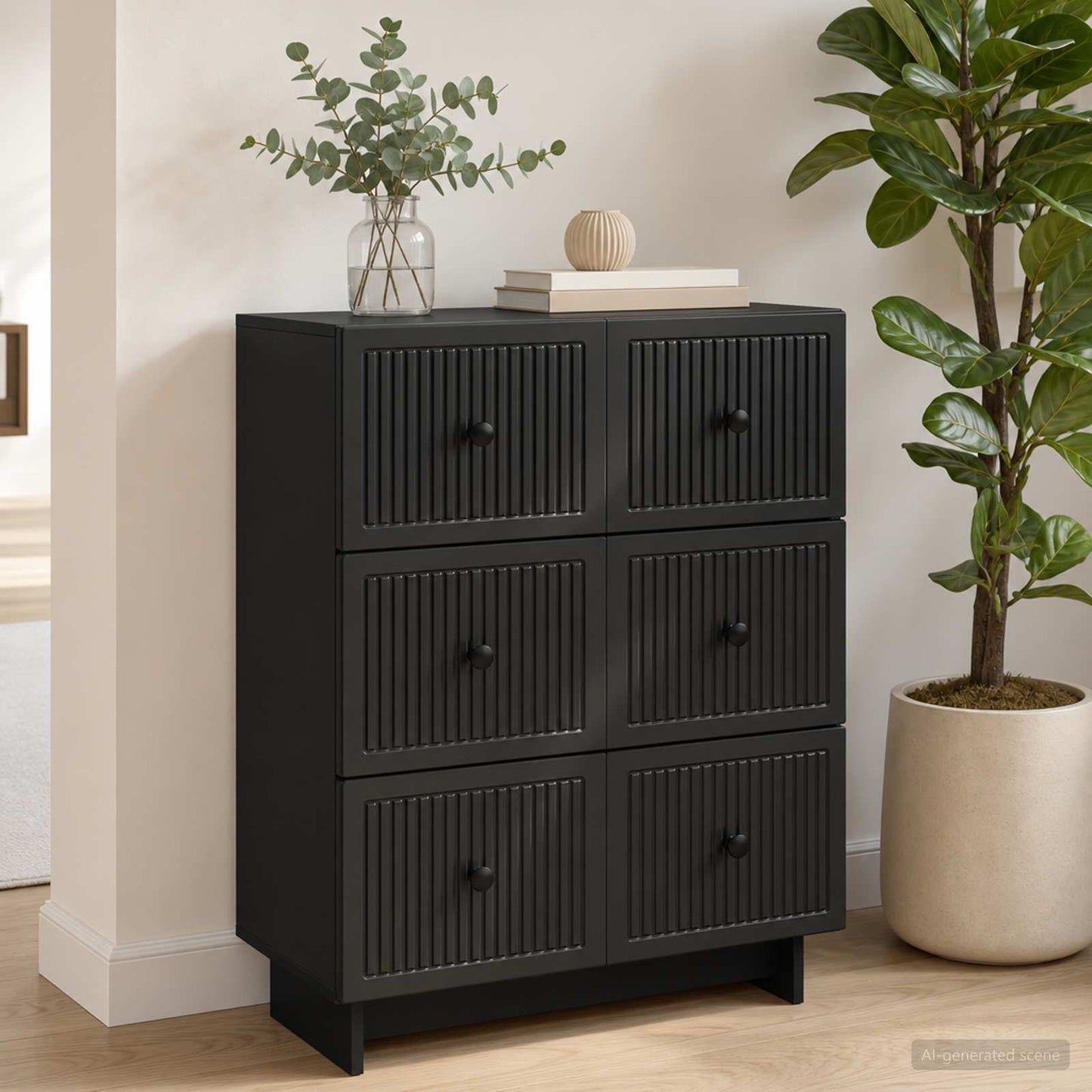 Drawer Cabinet Black 66 x 34.5 x 90 cm Engineered Wood