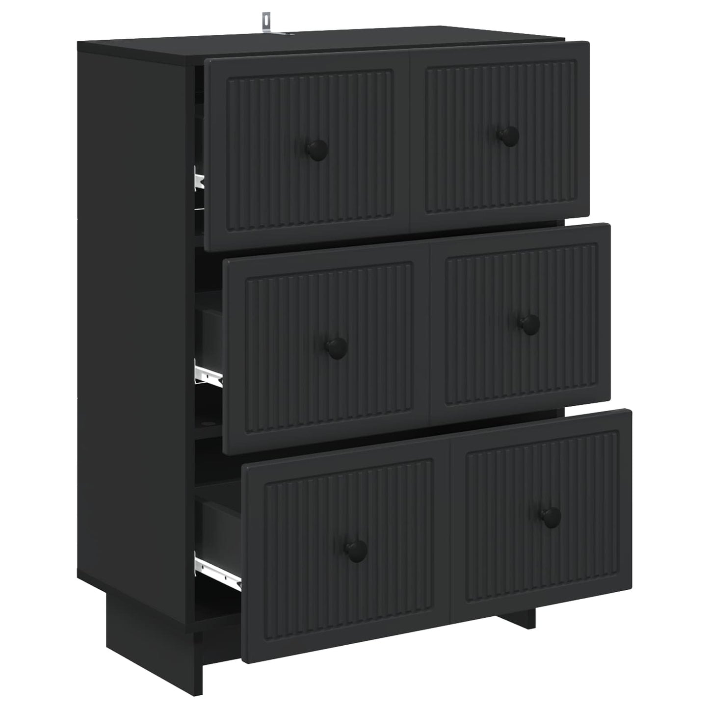 Drawer Cabinet Black 66 x 34.5 x 90 cm Engineered Wood