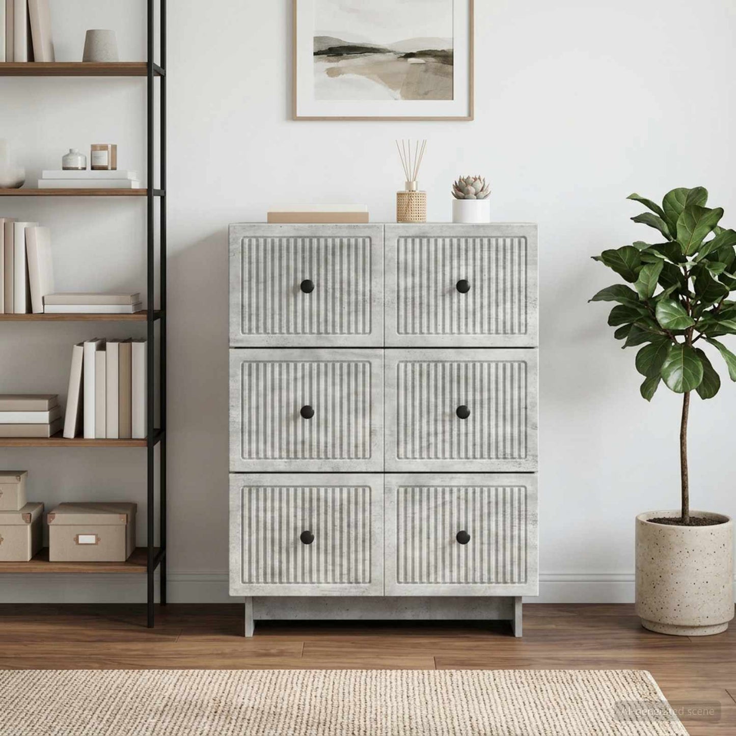 Drawer Cabinet Concrete Grey 66 x 34.5 x 90 cm Engineered Wood