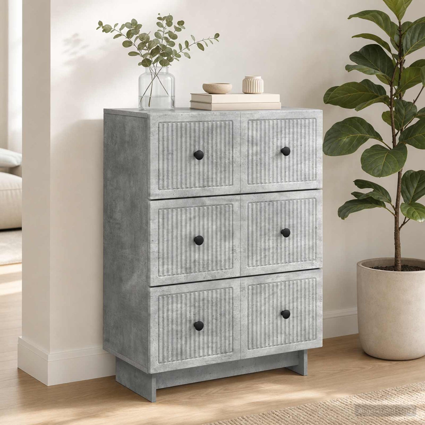 Drawer Cabinet Concrete Grey 66 x 34.5 x 90 cm Engineered Wood