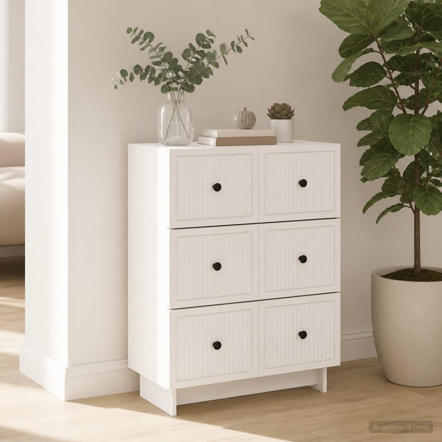 Drawer Cabinet High Gloss White 66 x 34.5 x 90 cm