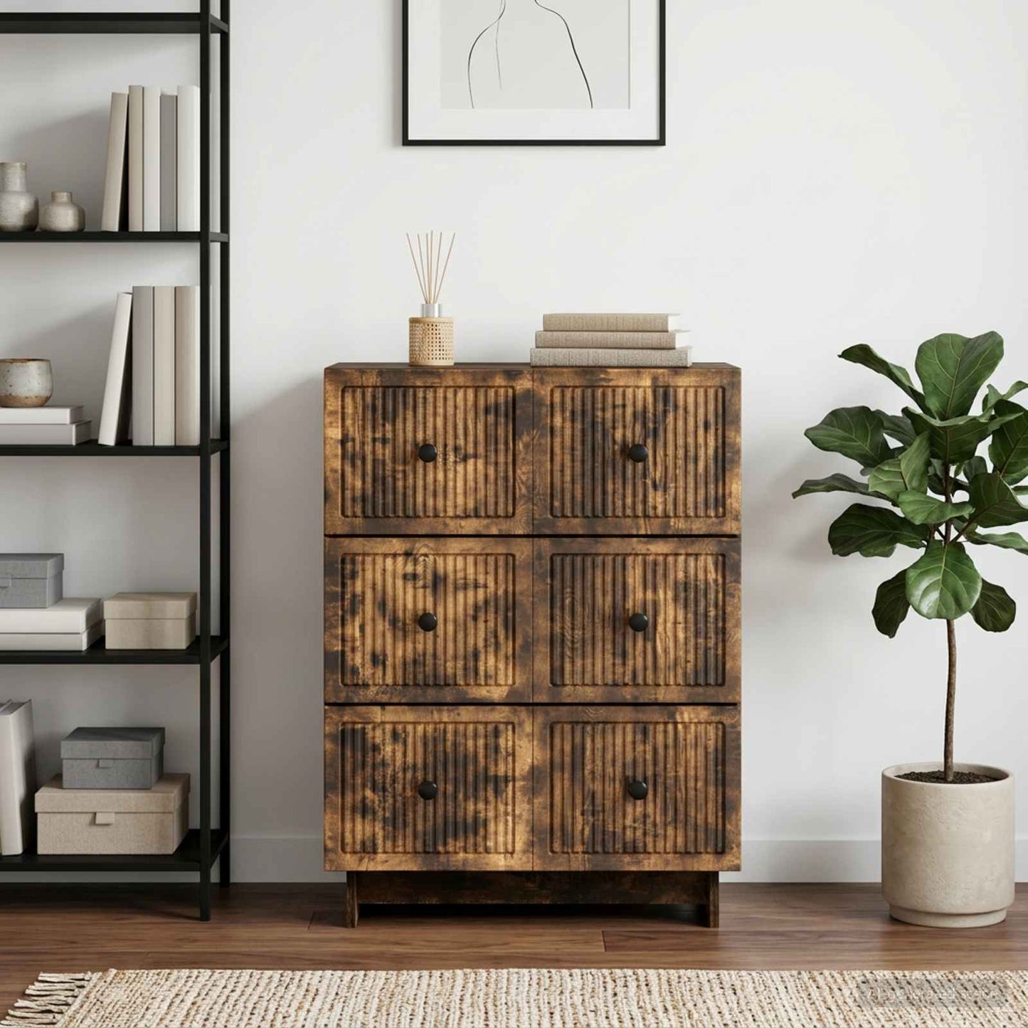 Drawer Cabinet Smoked Oak 66 x 34.5 x 90 cm Engineered Wood