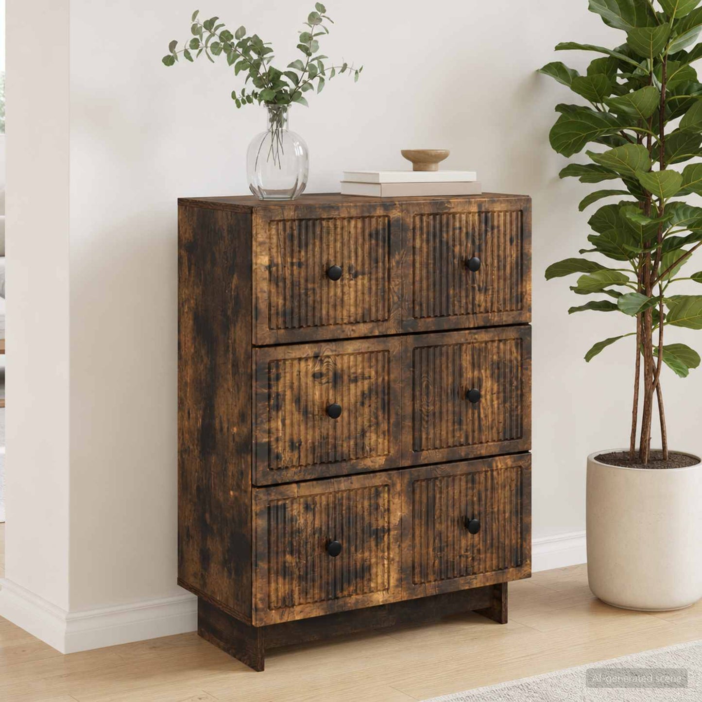 Drawer Cabinet Smoked Oak 66 x 34.5 x 90 cm Engineered Wood