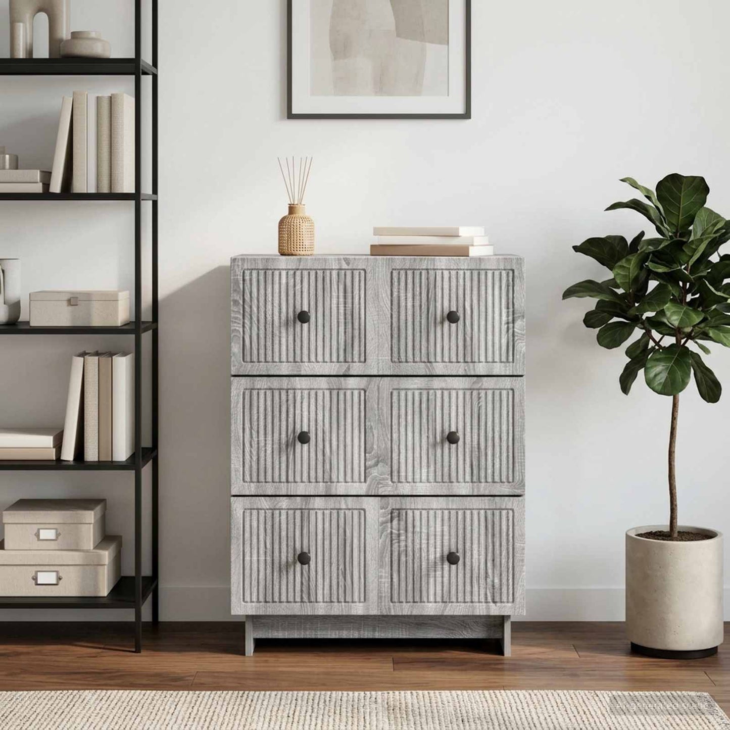 Drawer Cabinet 66 x 34.5 x 90 cm Engineered Wood Grey Sonoma
