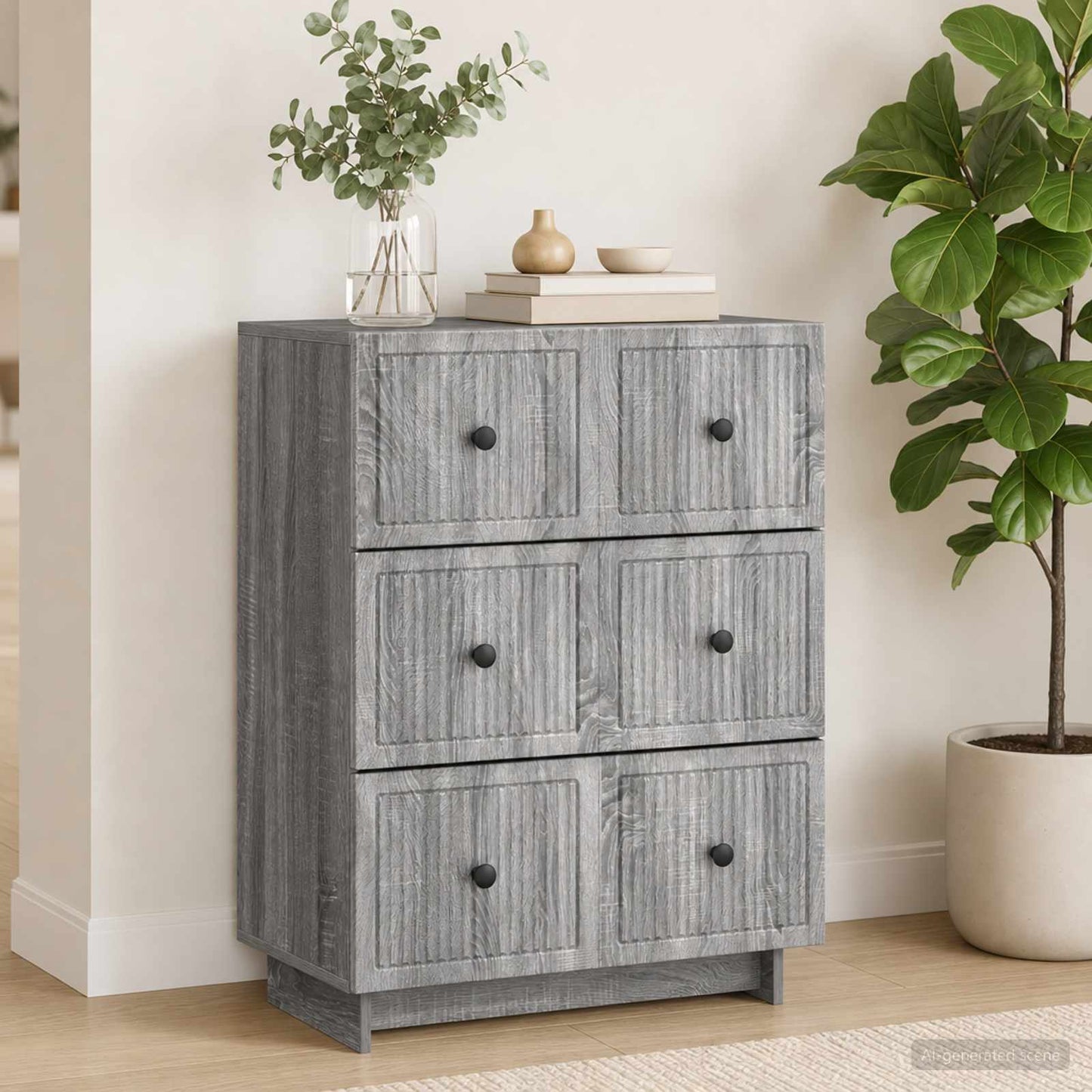 Drawer Cabinet 66 x 34.5 x 90 cm Engineered Wood Grey Sonoma