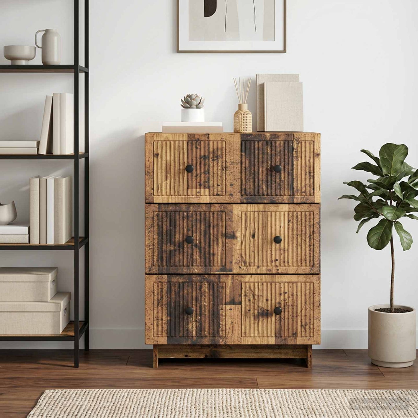 Drawer Cabinet Old Wood 66 x 34.5 x 90 cm Engineered Wood