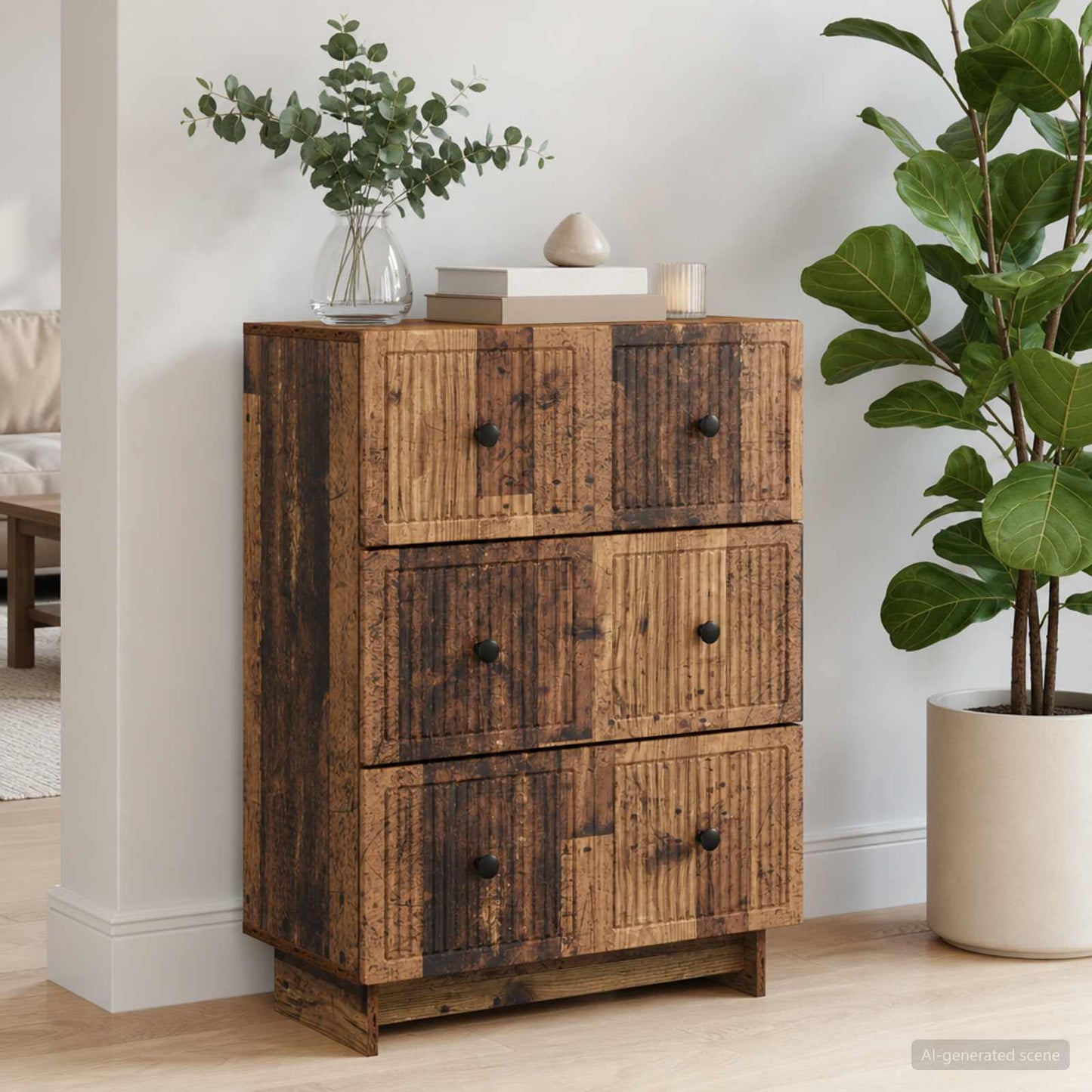 Drawer Cabinet Old Wood 66 x 34.5 x 90 cm Engineered Wood