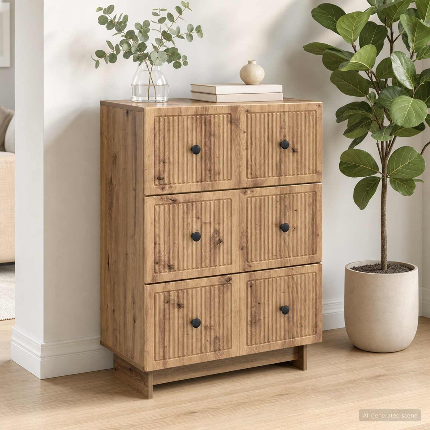 Drawer Cabinet Artisan Oak 66 x 34.5 x 90 cm Engineered Wood
