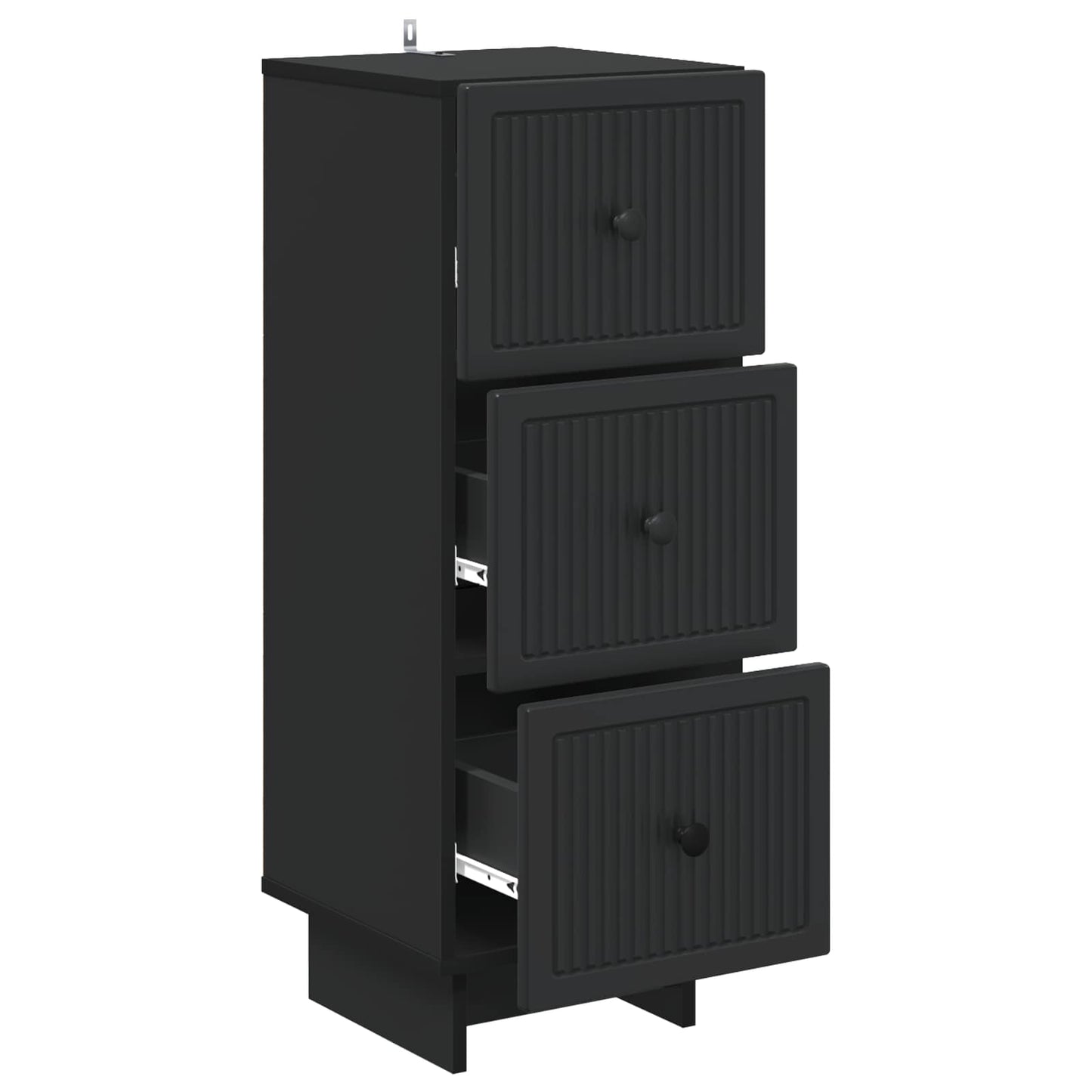 Drawer Cabinet Black 33 x 34.5 x 90 cm Engineered Wood