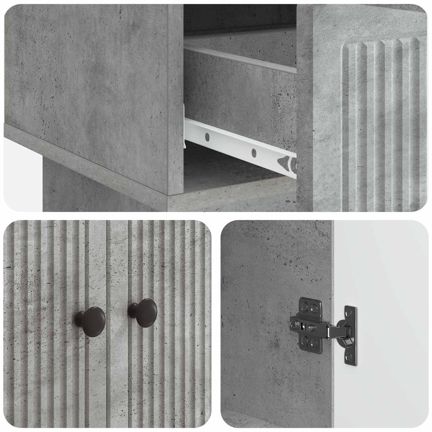 Sideboard Concrete Grey 66 x 34.5 x 95 cm Engineered Wood