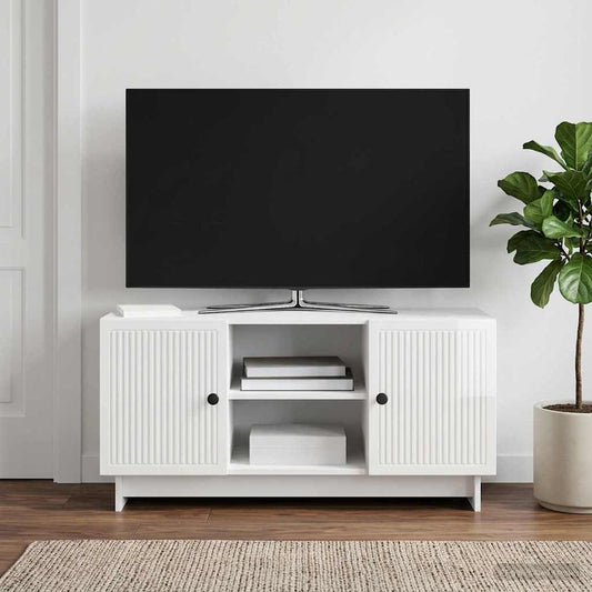 TV Cabinet 102 x 34.5 x 50 cm High Gloss White Engineered Wood