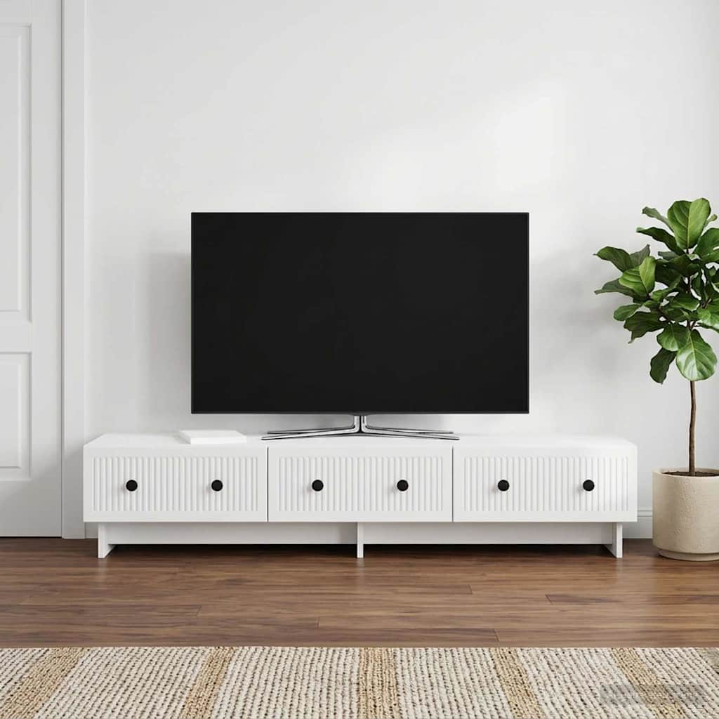 TV Cabinet High Gloss White 147 x 34.5 x 30 cm Engineered Wood