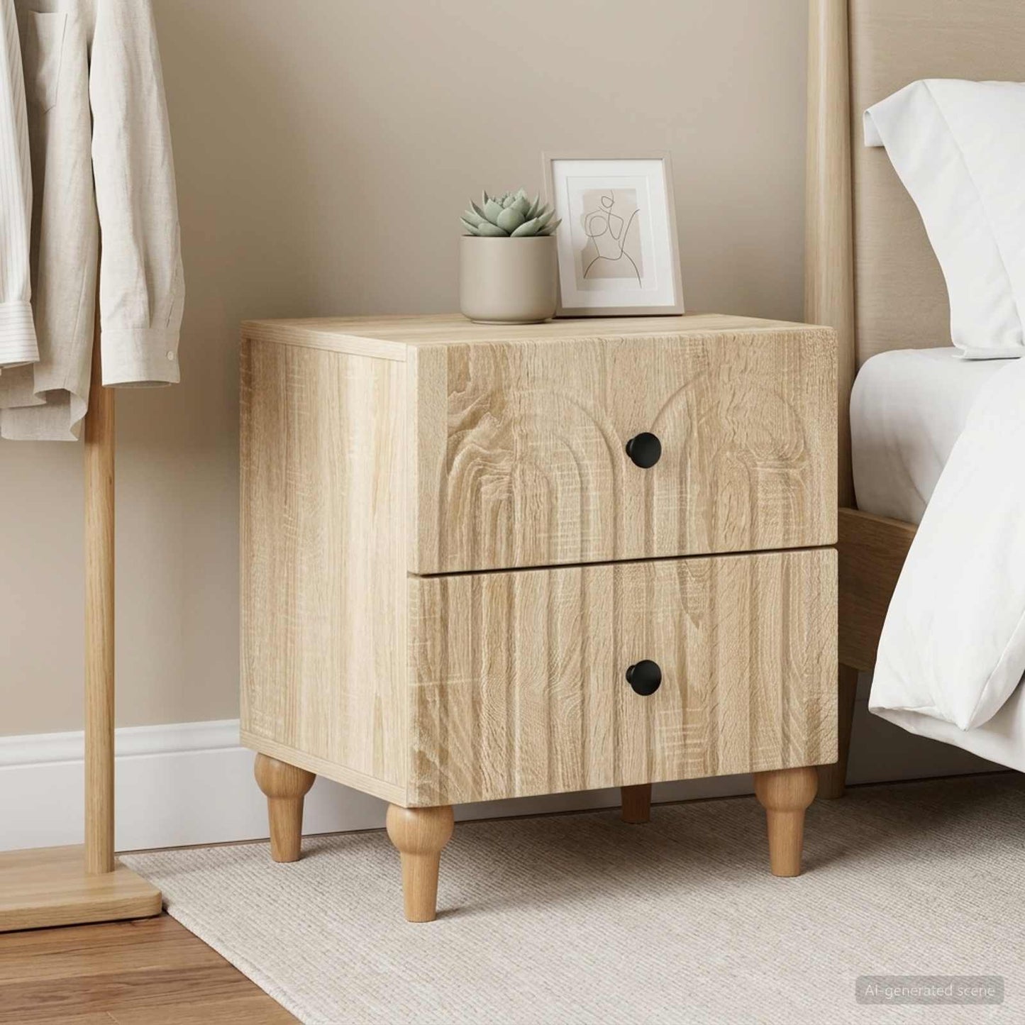 Bedside Cabinet with Drawer 2 pcs Sonoma Oak 43 x 34.5 x 48 cm