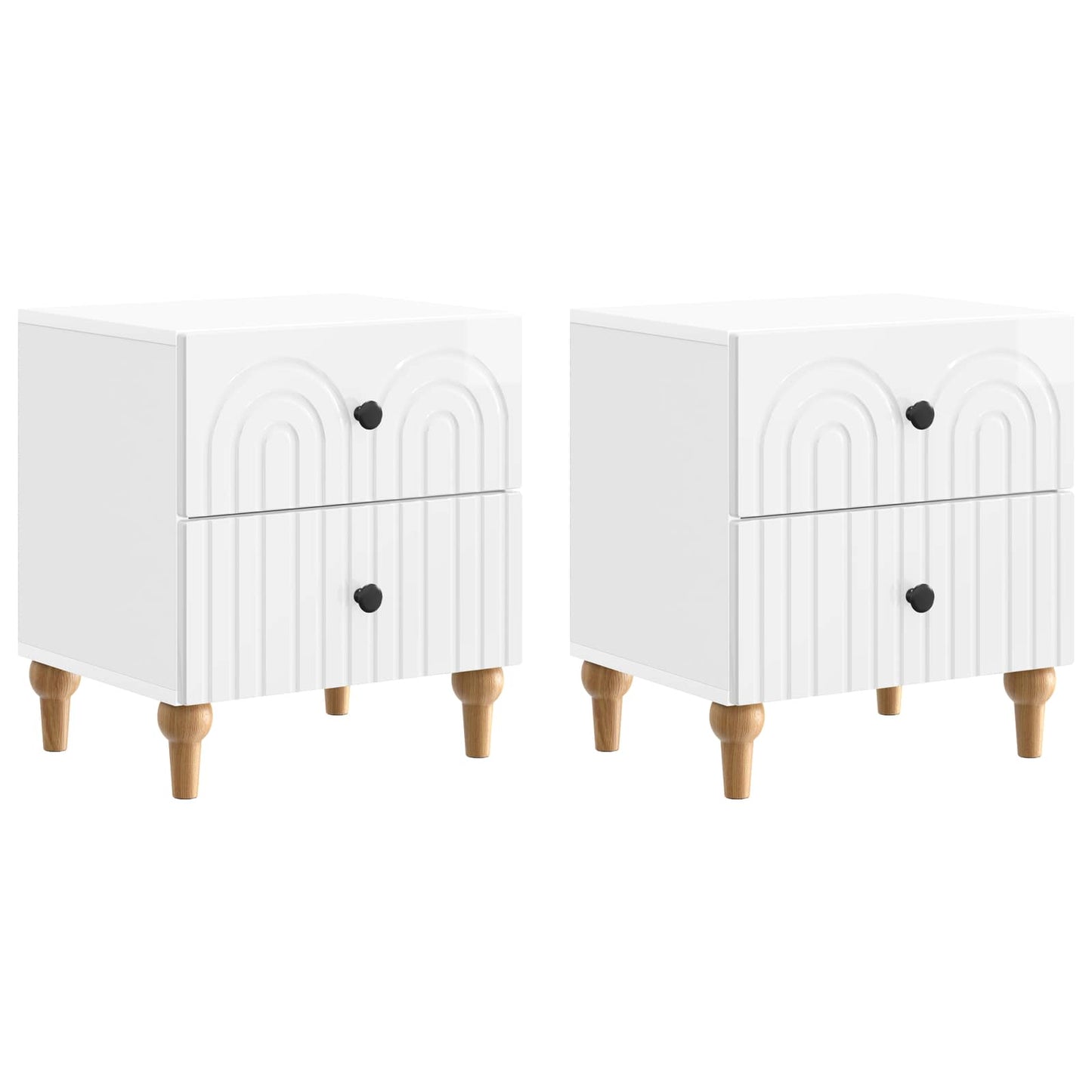 Bedside Cabinet 2 pcs High Gloss White 43 x 34.5 x 48 cm