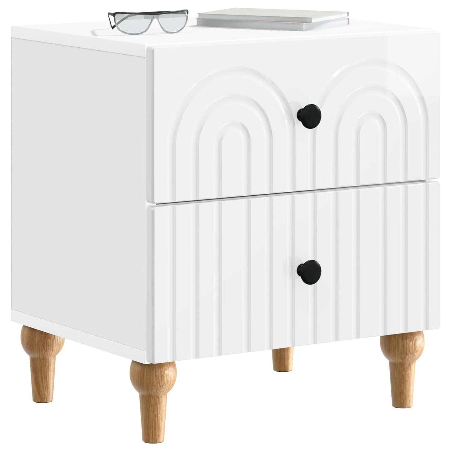Bedside Cabinet 2 pcs High Gloss White 43 x 34.5 x 48 cm