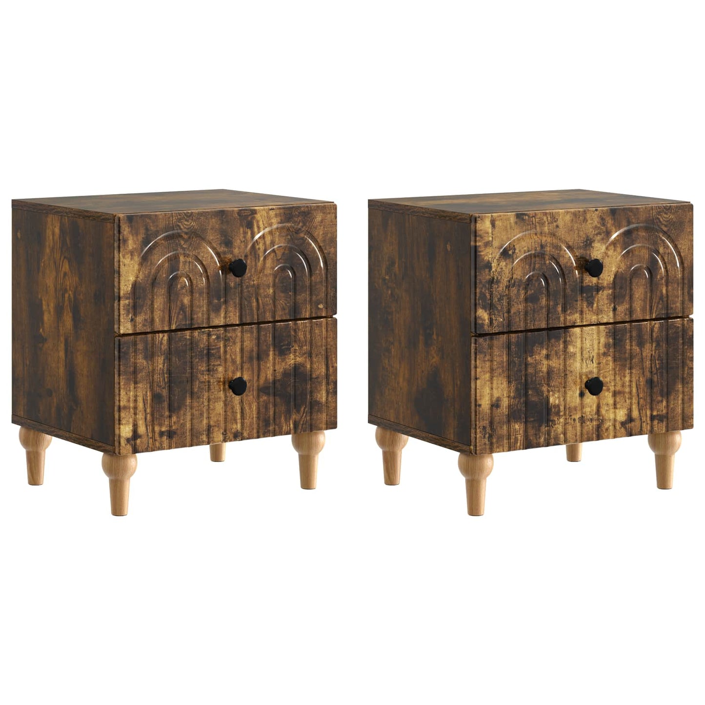 Bedside Cabinet with Drawer 2 pcs Smoked Oak 43 x 34.5 x 48 cm