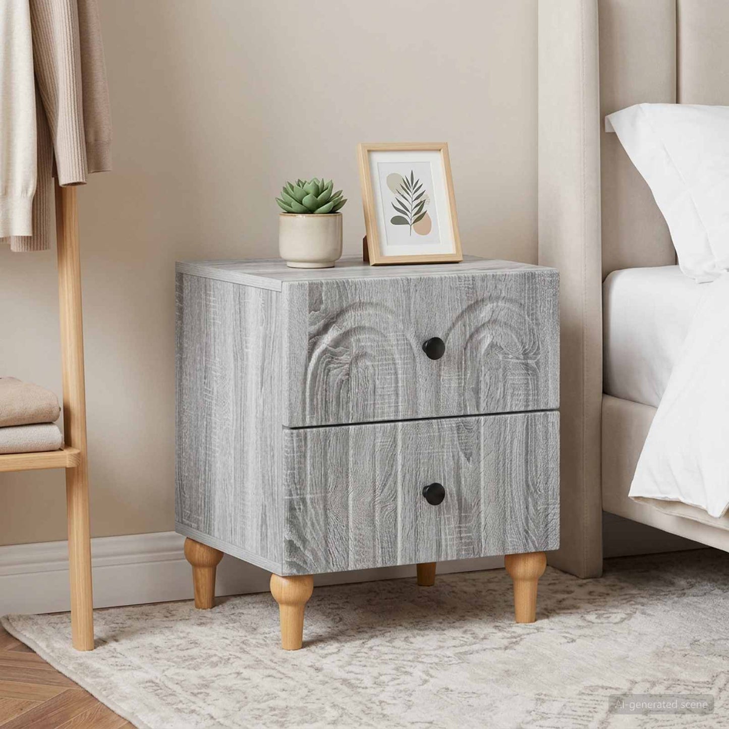 Bedside Cabinet with Drawer 2 pcs Grey Sonoma 43 x 34.5 x 48 cm